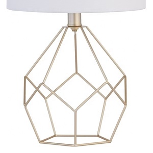 <b>Crystal</b> Prism Metal <b>Table</b> <b>Lamp</b> with Geometric Gold Iron Base Premium Linen Drum Shade Warm Ambient Lighting for Modern Homes - Product Image 4