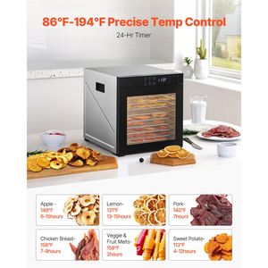 Essiccatore Elettrico per Alimenti da 1000W con 10 Vassoi in Acciaio Inox, Temperatura Regolabile e Timer 24 Ore per Uso Domestico - Product Image 5
