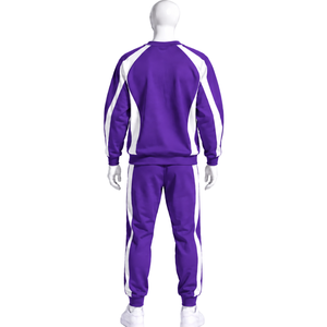 Ensemble de survêtement unisexe violet avec sweat-shirt à capuche et pantalon de jogging, à rayures contrastées, pour le sport, l'entraînement, les loisirs et les activités athlétiques - Product Image 2