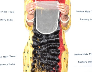 Closure 7*7 Curly Indian Temple Human Hair <b>cheap</b> Manufactures Natural Color hair Cuticle Aligned none processed hair women hair - Product Image 4