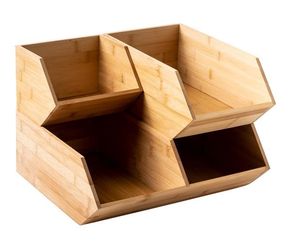 Modern Wooden <b>Pantry</b> Storage Basket Set Standing Type Eco-Friendly Wood Spice Storage <b>Kitchen</b> Use - Product Image 3