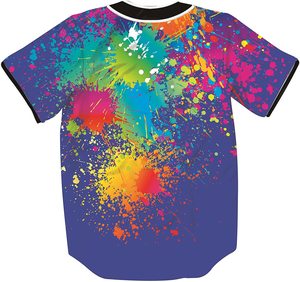 Uniformes Deportivos Sublimados al por Mayor para Equipos de Béisbol y Sóftbol, Camiseta de Béisbol con Botones Completos, Estampado Tie-Dye - Product Image 2