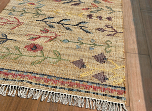 Handmade Modern Natural Jute Rectangle Abstract <b>Rug</b> | Eco-Friendly Anti-Bacteria Non-Slip PET Friendly Low Pile Thin Area <b>Rug</b> - Product Image 6