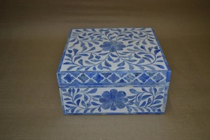 Handmade Modern Blue Bone Inlay Box Floral Pattern Rectangular Best Women Gift Novelty Jewelry Organizer Keepsake <b>Storage</b> Boxe - Product Image 2
