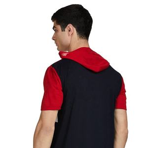 Conjunto de camiseta con capucha de gimnasio personalizable, bloque de punto, colores hechos de algodón y poliéster para entrenamiento deportivo, etiqueta con logotipo bordado - Product Image 3