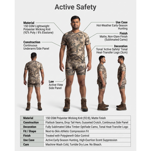 Men's Camo Hunting Base Layer Set-Sublimated Wicking <b>Polyester</b> Short Sleeve Top & <b>Boxer</b> Brief - Product Image 5