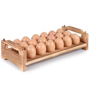Porte-œufs décoratif en bois avec finition lisse pour la présentation sur le comptoir de cuisine et le stockage d'œufs frais de la ferme - Product Image 6