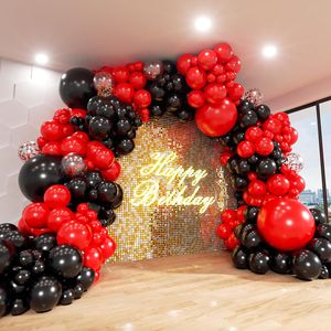 Kit Arco Nuziale Rosso e Nero 140 Pezzi Palloncini di Diverse Dimensioni e Ghirlanda di Coriandoli Palloncini Rossi e Neri per Feste - Product Image 1
