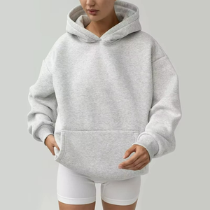 Pull à capuche en molleton à manches longues et couleur unie pour femme, sweat-shirt décontracté ample pour le printemps - Product Image 4