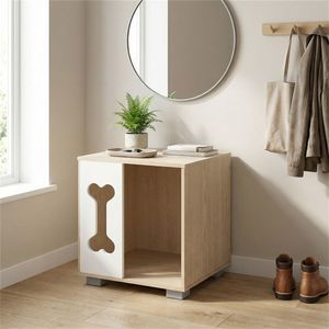 Cuccia per Cani e Gatti a Forma di Osso con Finestra in Legno e Gambe in Metallo Spesso, Arredamento per Animali Domestici - Product Image 5
