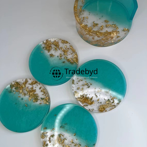Premium Artisan Made Resin Coasters 4X4 Inches <b>Square</b> Luxury Style for Home Office Use Tradebyd - Product Image 1