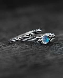 ชุดแหวนมูนสโตน เลีย จู แหวนเงินสเตอร์ลิง ได้รับการรับรองจาก IGI ดีไซน์วินเทจแบบอาร์ตเดโค เรียบหรู สวยงาม เหมาะสำหรับงานแต่งงานและงานหมั้น - Product Image 2