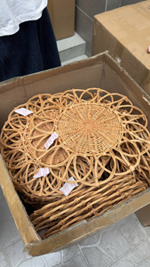 Custom Handmade Rattan Plate Natural Woven Round <b>Basket</b> Decorative Serving <b>Tray</b> Rustic Home Decor - Product Image 3