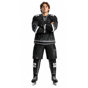 Conjunto de Jersey de Hockey sobre Hielo Negro para Hombre, Manga Larga, Impresión Sublimada, Absorbe la Humedad, Ajuste Atlético, Uniforme de Hockey sobre Hielo para Adultos - Product Image 3