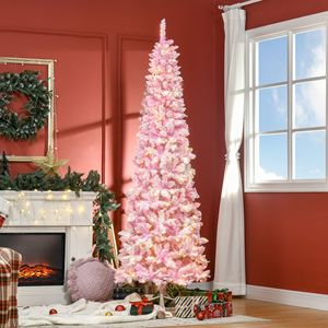 Albero di Natale Artificiale da 2,3 m con 350 Luci LED Rosa, Albero Pre-Illuminato con 700 Rami, Base Staccabile in Materiale PE, 210 cm - Product Image 2