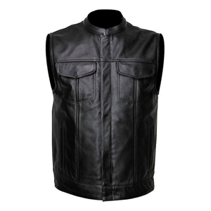 Professional Lawd Sports <b>Men's</b> Motorcycle <b>Leather</b> Vest Perforated Black <b>Leather</b> Biker Vest Silk Screen Printed Custom Autumn - Product Image 1