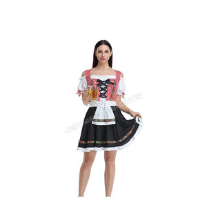 Traditional German Checkered&Plain Cotton Dirndl Dress Oktoberfest Outfit Elegant Bavarian Trachten Dress With <b>Skirt</b> Dirndl Dres - Product Image 1