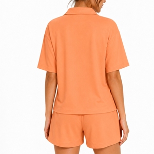 Ensemble polo et short à manches courtes pour femmes, chemise polo et short assortis, décontracté, respirant, coupe ample, vêtements de printemps et d'été - Product Image 2