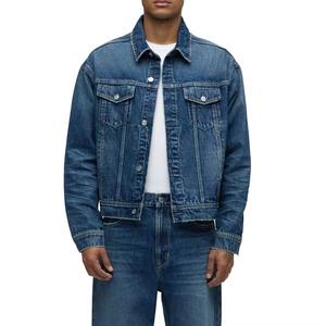 Veste en jean unie pour homme, de haute qualité, à manches longues, décontractée, pour l'extérieur, streetwear d'hiver, vestes en jean simples pour homme - Product Image 3