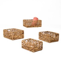 Cesta Rectangular Vintage Hecha a Mano en Vietnam, Tejida con Jacinto de Agua, para Decoración de Pared, Almacenamiento de Frutas, Ecológica, Duradera, Viet Anh
