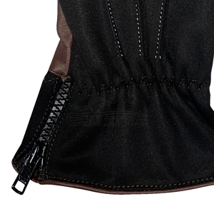 Leather Winter <b>Gloves</b> Zip Cuff Soft Lined Contrast Brown Black Driving <b>Work</b> Outdoor Cold Weather <b>Gloves</b> - Product Image 5