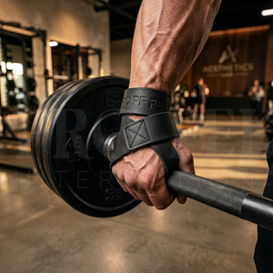 Sangles de musculation en cuir premium, robustes, avec logo personnalisé en relief, pour soulever des poids lourds, pour deadlift et musculation - Product Image 3