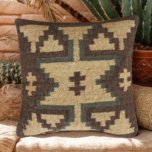Cojines y almohadas KRAFTERS de lana y yute Kilim, hechos a mano en India, ecológicos, para todas las estaciones, cojín tejido para sofá, ideal para el hogar y hoteles. - Product Image 1