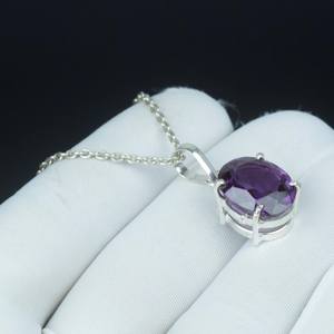 Magnifique pendentif en tanzanite bicolore de coupe ovale, collier unique en argent sterling 925, cadeau - Product Image 3