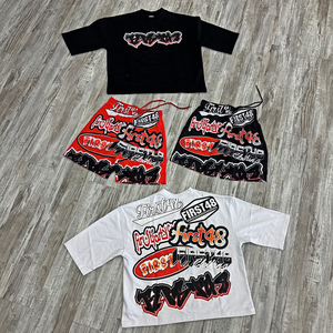 Conjunto Deportivo de Verano de 2 Piezas Personalizable para Hombre, Estilo Casual con Pedrería, Camiseta 100% Algodón y Pantalones Cortos, Logotipo Impreso de Fábrica - Product Image 4