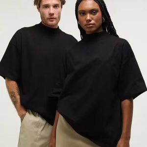 Camisetas Lisas de Algodón Twill de Corte Regular, Personalizables OEM, Tallas Grandes para Hombre, con Logo Frontal, Estilo Urbano, Cuello Simulado, Ecológicas - Product Image 1