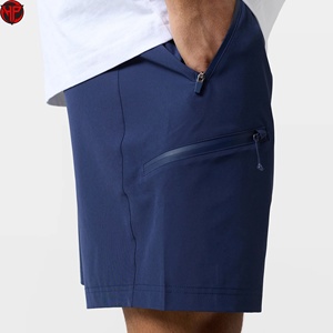 Shorts de sport décontractés pour hommes, couleur unie, tissés, respirants, séchage rapide, taille mi-haute, avec poches, 100 % coton, pour usage quotidien - Product Image 5