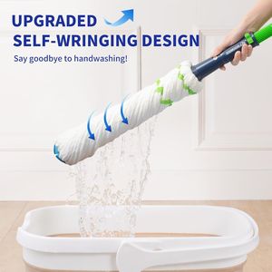 53\" Long Handle Twist <b>Mop</b> with Self Wringing System Kitchen <b>Floor</b> Cleaning Scouring Pad for Stubborn Stains - Product Image 3