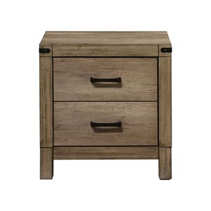 Contemporary 1pc Solid Wood Two-Drawer Nightstand Brown Melamine Finish <b>Tall</b> Bedroom End <b>Table</b> Furniture Rus Contemporary - Product Image 2