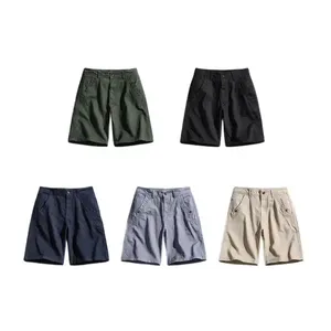 Custom Streetwear Sporty Style Straight Baggy Distressed Dark Washed <b>Canvas</b> Cotton Men's Shorts Quick Dry Breathable - Product Image 1