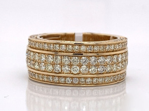 Anillo de Eternidad de Plata 925 con Moissanita, Corte Brillante Redondo, Engaste Pavé, Anillo de Boda Unisex de Lujo, Engaste de Cuatro Hileras - Product Image 1