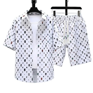 3Starsexperts เสื้อเชิ้ตแขนสั้นลำลองสำหรับบุรุษชุดกางเกงขาสั้นระบายอากาศแห้งเร็วสีทึบสองชิ้นสตรีทแวร์สแปนเด็กซ์ - Product Image 3
