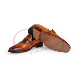 Chaussures habillées pour hommes en cuir véritable faites à la main, mocassins de bureau en cuir à motif autruche, chaussures formelles à enfiler - Product Image 5