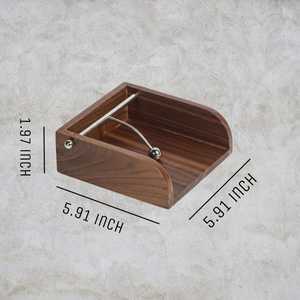 Handmade Personalized Pattern Tabletop Napkin <b>Holder</b> Square Box Shape Wood Base Steel <b>Rod</b> Small size Modern Dining Table By UO - Product Image 2