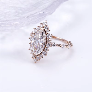 Jay Balaji Diamonds Rose 14K <b>Gold</b> Pear Cut Diamond 1-3 Carat <b>Cocktail</b> <b>Ring</b> Prong Setting Romantic Style Women's Engagement Fine - Product Image 3