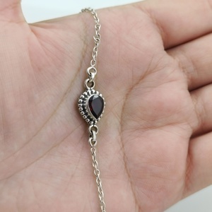 Bracelet rond en grenat, argent sterling 925, fait main, bijou de promesse pour femme, cadeau pour elle, bijou pierre de naissance de décembre - Product Image 2