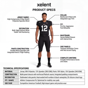 Uniforme de football américain personnalisé Elite 280GSM en poly-spandex, maillots de sport minimalistes pour le jour du match, OEM B2B Sialkot - Product Image 4
