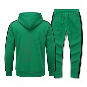 Ensemble de survêtement vert pour homme, à capuche, manches longues, couleur unie, respirant, décontracté, pour l'automne, coupe régulière, poches latérales, cordon de serrage - Product Image 2