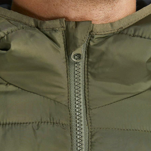 Veste matelassée à capuche pour homme, couleur vert olive, avec fermeture éclair et poches latérales, coupe-vent décontractée pour l'automne - Product Image 5