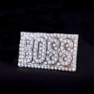 BOSS Round Cut Moissanite Diamond Letter Engagement <b>Ring</b> Rapper Custom Name Logo <b>Initial</b> <b>Ring</b> Iced Out Hip Hop Statement Jewelry - Product Image 1