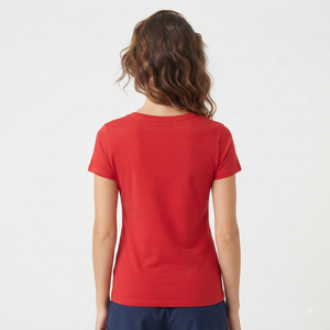 Camiseta de Manga Corta con Cuello Redondo para Mujer, Color Rojo, 100% Algodón, Estilo Casual, Transpirable, para Primavera/Verano, Marca Hawk Eye - Product Image 3