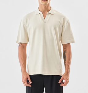 Polo de rugby streetwear en coton piqué, personnalisé, à manches longues, rayé, coupe oversize et ample pour homme - Product Image 3