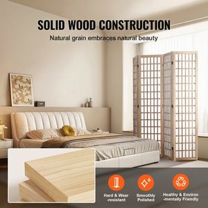 Biombo Japonés de 4 Paneles, Separador de Ambientes Plegable para Interiores, con Características Decorativas - Product Image 4