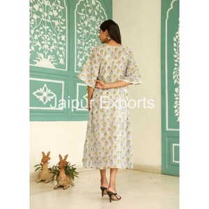 ชุดเดรสลำลองผ้าคอตตอนพิมพ์ลายฮิปปี้ทำด้วยมือสำหรับผู้หญิงชุดเดรสผ้าทอธรรมชาติที่ซักได้เอวฤดูร้อน - Product Image 4