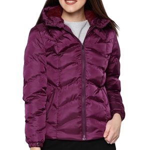 Purple Puffer Jacket Women Quilted Winter <b>Coat</b> Hooded Fleece <b>Lined</b> Padded Parka Glossy Windproof Thermal Warm Outwear - Product Image 1