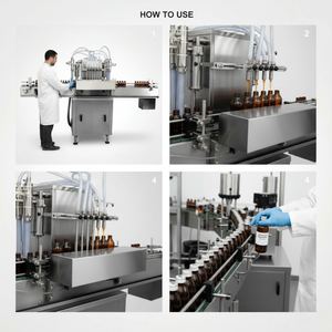 Machine de remplissage automatique de bouteilles Micron India 440V pour liquides, sirops et huiles |   Bouteilles en plastique pour l'industrie alimentaire, pharmaceutique et cosmétique - Product Image 4